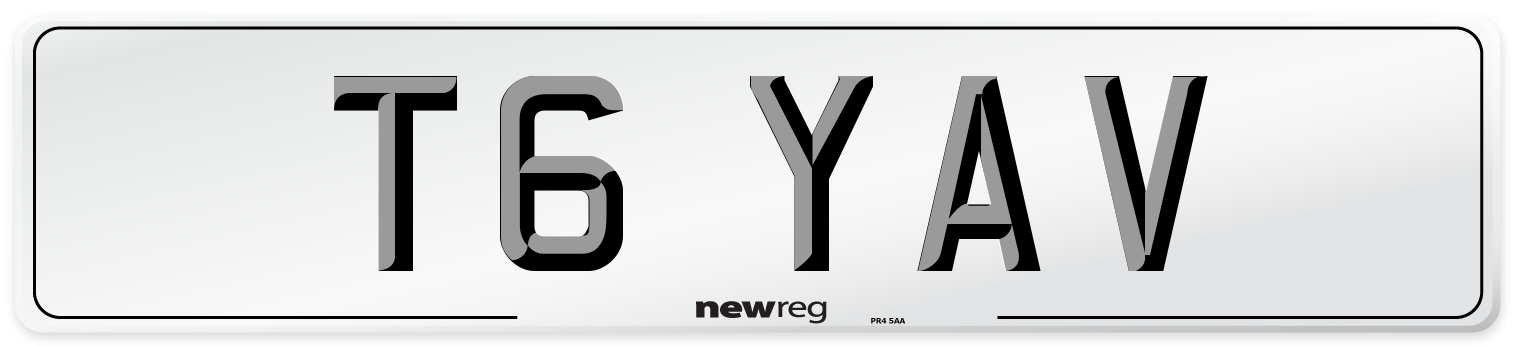 T6 YAV Number Plate from New Reg